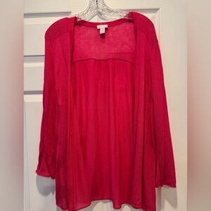 Chico's Bright Pink Open-Front Lightweight Cardigan Size XL